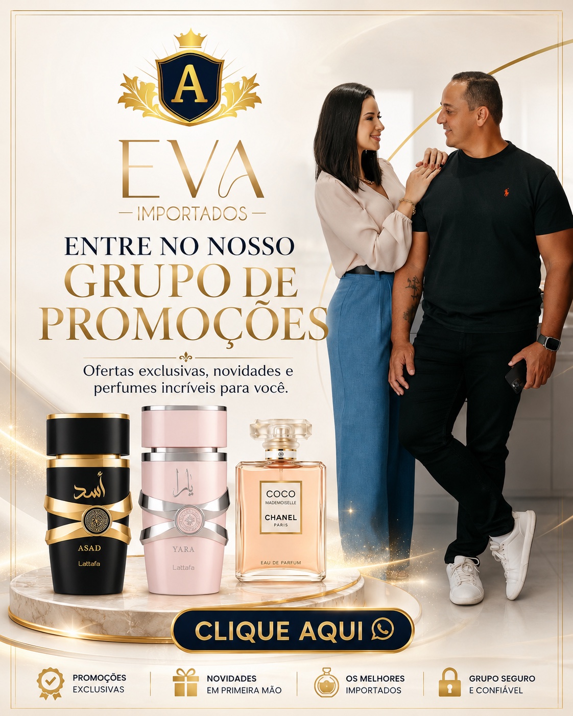 Canal de ofertas e novidades da Eva Importados no WhatsApp